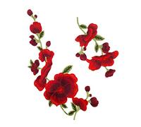 Anawakia Écusson Brodé à Coudre Patch àCcoudre Fleur Applique Fleur a Coudre Badge Brodé pour Vêtements 2 pcs (Rouge)