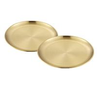 Anawakia Ensemble de 2 assiettes rondes en acier inoxydable - Assiettes à dîner