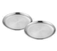 Anawakia Ensemble de 2 assiettes rondes en acier inoxydable - Assiettes à dîner