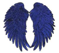 Anawakia Lot de 1 paire de 2 écussons thermocollants à repasser, motif : ailes d'ange avec paillettes, pour tee-shirts, jeans, vêtements, sacs (Bleu, S 26 * 13 cm)