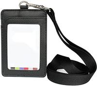 Anawakia Lot de 3 porte-badges verticaux en cuir synthétique avec col amovible Noir