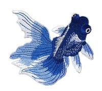 Anawakia Patch Broderie Ecusson à Coudre Sticker Appliqué décoratifs Patch Brodé Broderie Appliqués à Coudre Motif de Poisson Rouge (Bleu)