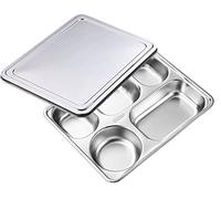 Anawakia Plateau Repas en Acier Inoxydable avec 4/5 Compartiments - Divisé pour Cantine d'École, Personnel, Salle à Manger