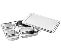 Anawakia Plateau Repas en Acier Inoxydable Avec 4/5 Compartiments - Divisé pour Cantine d'École, Personnel, Salle à Manger