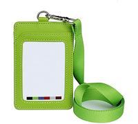 Anawakia Porte-badge vertical en cuir synthétique avec cordon amovible (vert, 1 pièce)