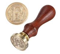 Anawakia Tampon à cacheter style vintage, ensemble de sceaux en cire A-Z, sceau décoratif, manche en bois, lettre de 26 lettres, DIY, tampon en cire sur bois, 1 pièce (E)