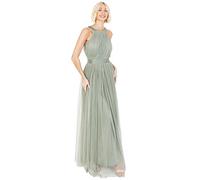 Anaya with Love Ladies Maxi Dress for Women Halter Neck Long Sleeveless with Belt A Line Evening Gown Ball Prom Wedding Guest Bridesmaid Robe, Vert Givré, 38 Femme