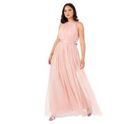 Anaya with Love Ladies Maxi Dress for Women Halter Neck Long Sleeveless with Belt A Line Evening Gown Ball Prom Wedding Guest Bridesmaid Robe, Blush Peach, 50 Femme