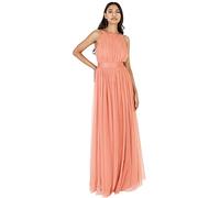 Anaya with Love Ladies Maxi Dress for Women Halter Neck Long Sleeveless with Belt A Line Evening Gown Ball Prom Wedding Guest Bridesmaid Robe, Corail, 44 Femme