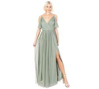 Anaya with Love Ladies Women Dress Maxi Short Sleeve Cami V Neckline Long Length Empire Waist Bridesmaid Wedding Guest Prom Robe, Frosty Green, 14 Femme