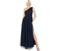 Anaya with Love Womens Ladies Maxi One Cold Shoulder Dress with Slit Split Sleeveless Prom Wedding Guest Bridesmaid Ball Evening Gown Robe, Navy Blue, 36 Femme