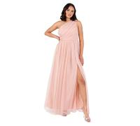 Anaya with Love Womens Ladies Maxi One Cold Shoulder Dress with Slit Split Sleeveless Prom Wedding Guest Bridesmaid Ball Evening Gown Robe, Peach Blush, 38 Femme