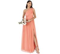 Anaya with Love Womens Ladies Maxi One Cold Shoulder Dress with Slit Split Sleeveless Prom Wedding Guest Bridesmaid Ball Evening Gown, Robe Femme, Coral Pink,
