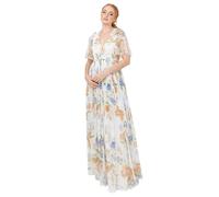 Anaya with Love Women's Maxi Dress Ladies Short Flutter Sleeve V-Neck Twist Front Empire A-Line Tulle Bridesmaid Wedding Guest Prom Femme