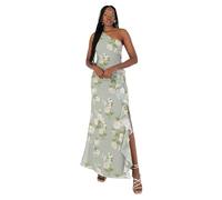 Anaya with Love Women's Maxi Dress Ladies Sleeveless One-Shoulder Asymmetric Split Waterfall Ruffle A-Line Bridesmaid Wedding Guest Prom Motif Floral Vert Sauge 38
