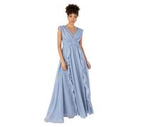 Anaya with Love Women's Maxi Dress Ladies Sleeveless V-Neck Waterfall Ruffle Lace for Wedding Guest Bridesmaid Evening Prom Ball Gown, Dusty Blue, 44