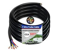Anayguto Câble de remorque robuste à 7 fils de 15,2 m CCA 14/12/10 AWG, calibre multiple isolé, fil de remorque en aluminium plaqué cuivre plaqué 7 voies pour camping-car, camion - Rouleau de 15,2 m