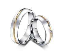 ANAZOZ Alliance Femme Bicolore en Acier Inoxydable, Bague Fiançailles Incrustée de Zirconium, Doré, Taille 52, Bague Couple Fantaisie Prix pour 1PC