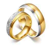 ANAZOZ Alliance Homme en Acier Inoxydable, Bague Or Argent Bicolore Ornée d'un Ruban Simple Fantaisie Taille 67.5 Prix pour 1PC