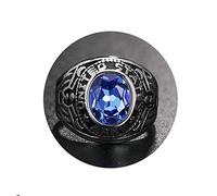 ANAZOZ Bague Acier Homme Ronde Pierre US Army Bagues Punk Hip-Hop (Bleu Taille 60)