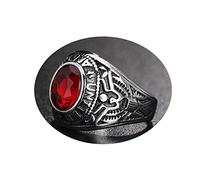 ANAZOZ Bague Acier Homme Ronde Pierre US Army Bagues Punk Hip-Hop (Rouge Taille 55)