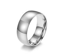 ANAZOZ Bague Acier Inoxydable Anneau Bombé Argent 8mm Taille 70 Punk Unisexe