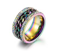 ANAZOZ Bague Acier Inoxydable Ornée de Chaînes et Zirconium Multicolore Taille 55 Punk Homme