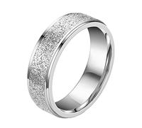 ANAZOZ Bague Acier Inoxydable Surface de Sable Fantaisie Unisexe 1 Pièce 6mm-Argent Taille 55