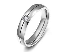 ANAZOZ Bague Acier Titane Cannelure Bicolore Homme, Bague Anneau Noir Incrusté de Zirconium 6mm Moderne Taille 60