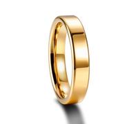 ANAZOZ Bague Acier Tungstène Unisexe, Anneau 4mm Lisse Doré Simple Taille 67
