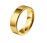 ANAZOZ Bague Acier Tungstène Unisexe, Anneau 6mm Lisse Doré Simple Taille 67