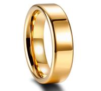 ANAZOZ Bague Acier Tungstène Unisexe, Anneau 8mm Lisse Doré Simple Taille 58