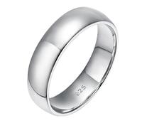 ANAZOZ Bague Argent 925 Unisexe Polie, Anneau 6mm Courbe en Argent Simple Taille 57