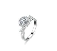 ANAZOZ Bague Bouquet Or Blanc 18K, Anneau Incrustée de Moissanite 1ct, Bague de Fiançailles Or Au750 Véritable Scintillant Taille 53 Personnalisable Femme