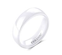 ANAZOZ Bague Céramique Blanche Unisexe, Anneau 6mm Courbe Homme Femme Simple Taille 53