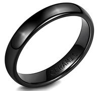 ANAZOZ Bague Céramique Noire Unisexe, Anneau 4mm Courbe Homme Femme Simple Taille 67