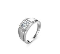 ANAZOZ Bague Chevalière Or Blanc 9 carats, Anneau Incrustée de Moissanite 1ct, Bague de Fiançailles Or 9K Véritable Classique Taille 69 PersonnalisableHomme