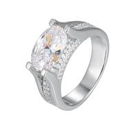 ANAZOZ Bague Chevalière Platine 950, Anneau Pavée de Moissanite Ovale, Bague Fiançailles 49 en Or Véritable Scintillant Personnalisable Femme