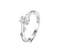 ANAZOZ Bague de Fiançailles Or Blanc Femme, Anneau Rameau Ondulée Incrustée de Moissanite Ovale 0.5ct, Bague Or 9 carats Véritable Personnalisé Taille 56