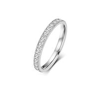 ANAZOZ Bague Éternité Acier Inoxydable Femme, Anneau Empilable Argenté Incrusté de Zirconium Blanc 3mm Fantaisie Taille 55