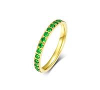ANAZOZ Bague Éternité Acier Inoxydable Femme, Anneau Empilable Doré Incrusté de Zirconium Vert 3mm Fantaisie Taille 55