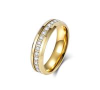 ANAZOZ Bague Éternité Cannelure Acier Tungstène Homme, Bague Anneau Doré Incrusté de Zirconium 6mm Moderne Taille 65
