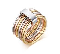 ANAZOZ Bague Femme 6 Anneaux Multi-Rangs Acier Inoxydable Bagues 3 Couleurs Or&Argent/Or Rose Personnalité Fantaisie