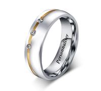 ANAZOZ Bague Femme Bicolore en Acier Inoxydable, Alliance Incrusté de Zirconium, Doré, Taille 49, Bague Couple Fantaisie Prix pour 1PC