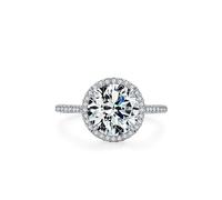 ANAZOZ Bague Femme Or Blanc Personnalisé, Anneau Halo Pavée de Lab-Grown Diamant Taille 63, Bague Fiançailles Or 9 carats Véritable