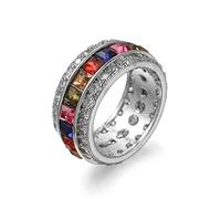 ANAZOZ Bague Femme Plaqué Argent Pierre Rangé Multicolore Fantaisie Taille 57