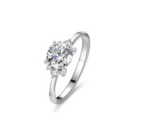 ANAZOZ Bague Fiançailles Or Blanc 14K, Anneau Bouquet Incrustée de Moissanite 1ct, Bague Or Au585 Véritable Scintillant Taille 57 Personnalisé Femme