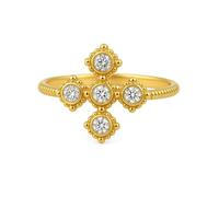 ANAZOZ Bague Fiançailles Or Jaune, Anneau Croix Incrustée de Moissanite DEF, Bague 56 en Or 9 carats Véritable Vintage PersonnaliséFemme