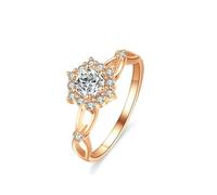 ANAZOZ Bague Fiançailles Or Rose 14K, Anneau Bouquet Ruban Incrustée de Lab-Grown Diamant, Bague Or Au585 Véritable Taille 57 Personnalisé Femme