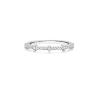 ANAZOZ Bague Fine Demi-Éternité Platine 950, Anneau Pavée de Diamant Taille 52, Bague Fiançailles Or Véritable Personnalisable Femme